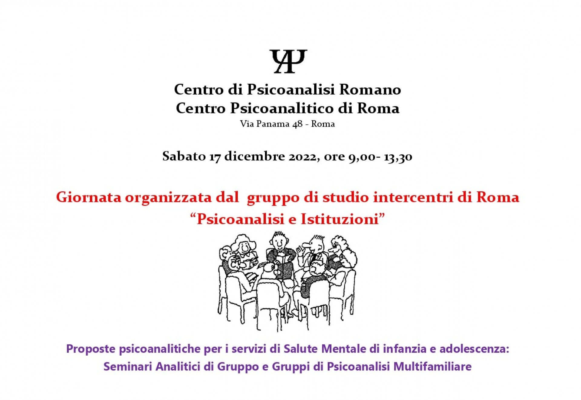 Giornata organizzata dal gruppo di studio Intercentri di Roma “Psicoanalisi e Istituzioni”